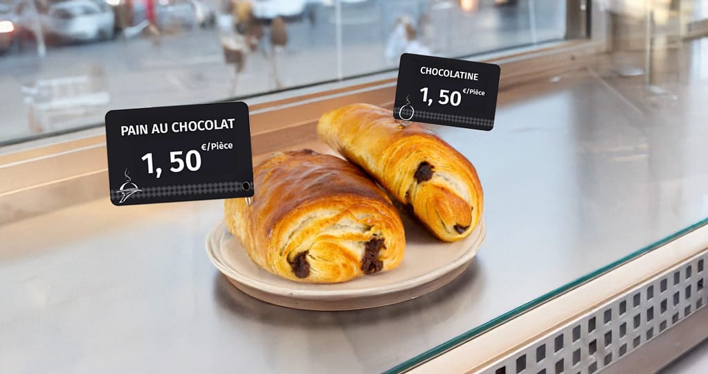pain au chocolat et choclatine étiquette de prix